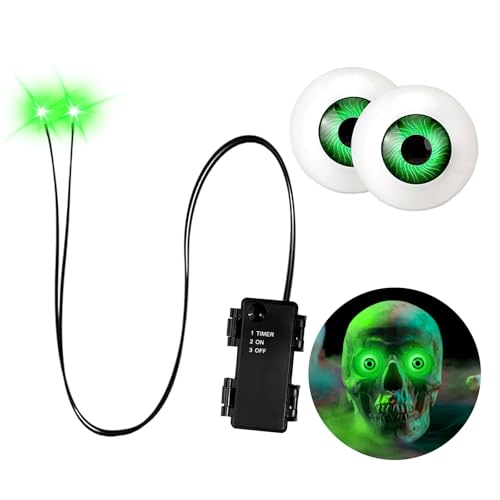 YUYWWAN 2 Stück Halloween LED Leuchtende Augen,LED Augen Dekoration für Halloween Deko Kostüm Cosplay Masken,Totenköpfe (Grün 2) von YUYWWAN