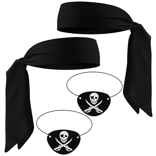 YUYWWAN Piraten Accessoires Set Erwachsene Kinder, 2 Pirat Augenklappe 2 Piraten Kopftuch, Piratenkostüm Zubehör für Männer Frauen Karneval Halloween Piraten Kapitän Rollenspiel Accessoires (Schwarz) YUYWWAN Piraten Accessoires Set Erwachsene Kinder, 2 Pirat Augenklappe 2 Piraten Kopftuch, Piratenkostüm Zubehör für Männer Frauen Karneval Halloween Piraten Kapitän Rollenspiel Accessoires (Schwarz) von YUYWWAN