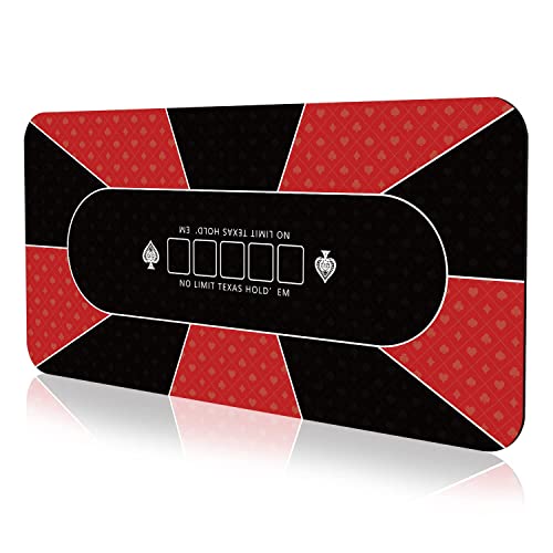 YUZPKRSI Profi Pokermatte 180 x 90cm, Texas Hold'em Pokerteppiche, Deluxe Poker Tischunterlage, Pokertischauflage Blackjack Matte, inkl Tragetasche für echtes Casino-Feeling von YUZPKRSI