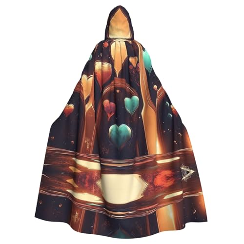 YVNKHKU Neon Heart Reactor Fashion Hooded Cape - Stylish and Versatile Cape for Halloween and More von YVNKHKU
