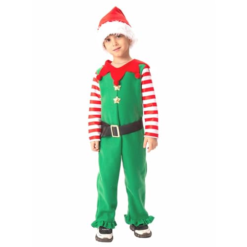 Goth-i-c Kleidung Damen Schnürkleid Weihnachten Kinder Jungen Teenager Cosplay 5PC Outfit Set Beinhaltet Top Hosen Hut Socken Gürtel Cosplay Grünes Outfit Set Rotkehlchen-Cosplay-Kostüm ( Green, S) von YWBleked
