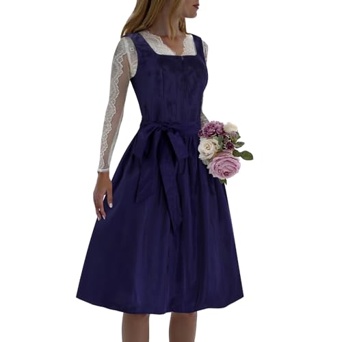 Halloween Costumes Damen Oktoberfest Kostüm Bierfest Traditionelles deutsches Dirndlkleid Cosplay Outfit mit Schürze für Themenpartys Kostüm Für Kinder Jungen Cosplay Halloween ( Dark Blue, XXL) von YWBleked