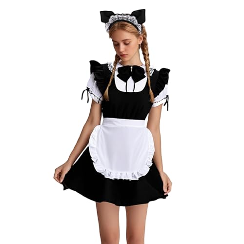 Halloween Kostüm Erwachsene Cosplay Kostüme für Festivals Veranstaltungen. Oktoberfestkleid für Damen. Elegantes klassisches Design. Perfekt Themenpartys oder Kapitän Amerika Cosplay ( Black, M) von YWBleked