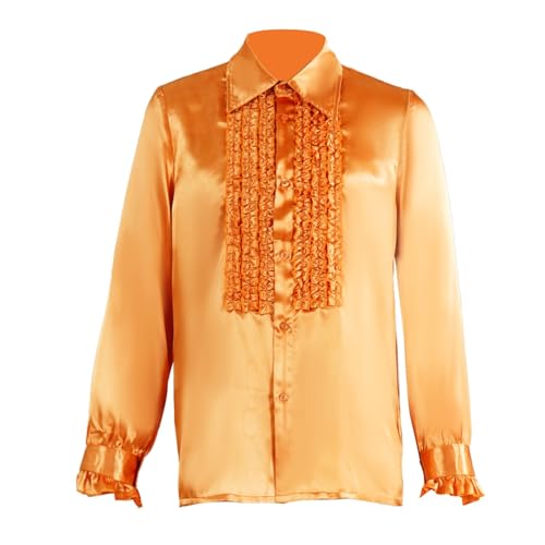 Halloween Kostüm Karneval Cosplay Elegantes Cosplay Shirt, Halloween Kostüm, langärmelig, Spitzenbluse, Kleid, Party Outfit Schurken Set (Orange, M) von YWBleked