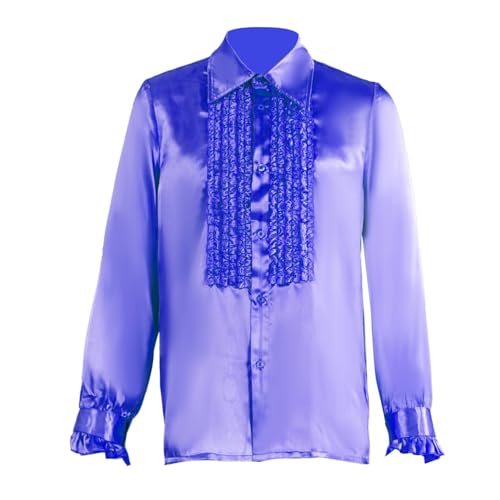 Halloween Kostüm Karneval Cosplay Elegantes Cosplay Shirt, Halloween Kostüm, langärmelig, Spitzenbluse, Kleid, Party Outfit Schurken Set (Purple, XXL) von YWBleked