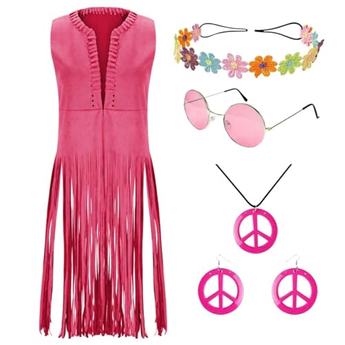 Halloween Kostüm für Damen 5PC Sets Frauen Herbst Winter Ethnische Ärmellose Quasten Fransen Weste Strickjacke Weste Stirnband Brille Ohrringe Yumeko Jabami Cosplay Kostüm Kompletter Satz ( S) von YWBleked