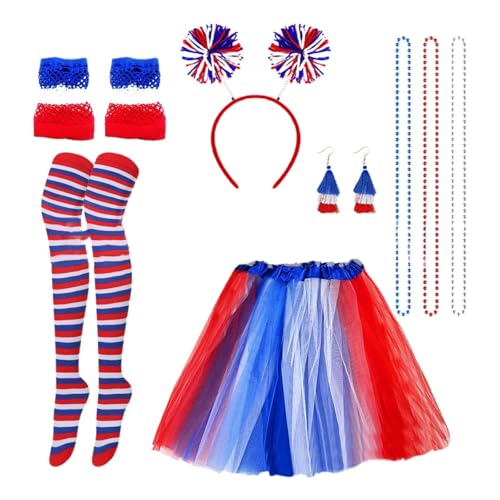 Herren Halloween Kostüm 4-teiliges Party-Set zum 4. Juli, Unabhängigkeitstag, Handschuhe, lange Socken, Stirnband, Ohrringe und Kleid-Outfit für die Feier Alois Trancy Cosplay-Kostüm ( Blue, One Size) von YWBleked