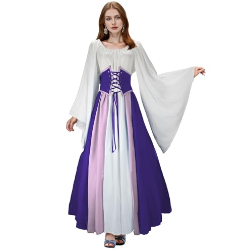 Hexenkostüm Damen Halloween Kleid, Kostüm für Damen, Übergröße, A Linie, Spitze, Maxikleider, Ärmel für Frauen, festliches Schwarzes Hexenkleid, Cosplay, Club Party Kostüme Kostüm (Purple, M) Hexenkostüm Damen Halloween Kleid, Kostüm für Damen, Übergröße, A Linie, Spitze, Maxikleider, Ärmel für Frauen, festliches Schwarzes Hexenkleid, Cosplay, Club Party Kostüme Kostüm (Purple, M) von YWBleked