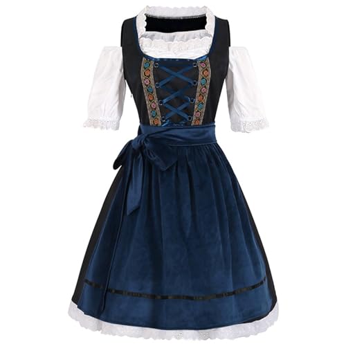Kostüm für Halloween Oktoberfest Kostüme Damen Dirndl Kleider Damen Traditionelle Oktoberfest Kleid Karneval Mein Held Academia Eri Cosplay Kostüm (Black, L) von YWBleked