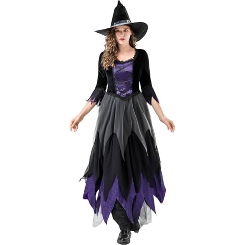 RENAISSANCE Kostüm Frauen Mittelalterliches Kleid Hexenkostüm für Damen, elegantes Gothic-Cosplay-Kleid, Halloween-Hexenrobe mit Spitze, lange Ärmel, Rollenspiel-Outfit Cosplay-Deku-Kostüm ( Black, S) RENAISSANCE Kostüm Frauen Mittelalterliches Kleid Hexenkostüm für Damen, elegantes Gothic-Cosplay-Kleid, Halloween-Hexenrobe mit Spitze, lange Ärmel, Rollenspiel-Outfit Cosplay-Deku-Kostüm ( Black, S) von YWBleked