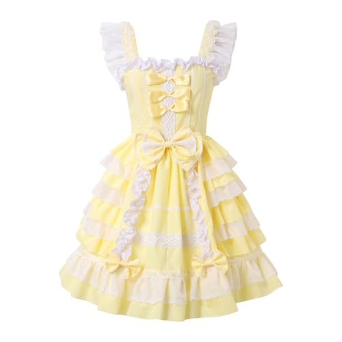 Wikinger Kleidung Damen Süßes Lolita Kleid mit Spitzenrock und Cosplay Kostümen Himouto Umaru Chan Cosplay Kostüm (Yellow, S) von YWBleked