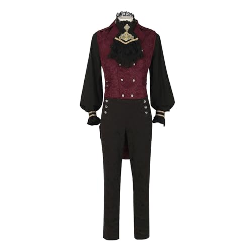 YWBleked 70er Jahre Outfit Damen „ Gothic Gehrock Jacke für Herren Mittelalter Mode Kostüm“ Cosplay. fm Frauen Anime Cosplay Kostüm Schwarz Bodysuit (Black, S) von YWBleked