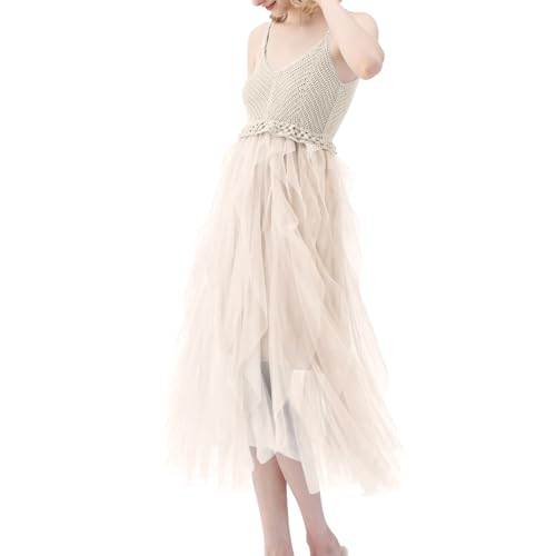 YWBleked Damen Halloween Kostüm Damen Strandurlaub Strickkleid mit Rüschen Netzstoff Aizawa Cosplay Kostüm (Beige, One Size) von YWBleked