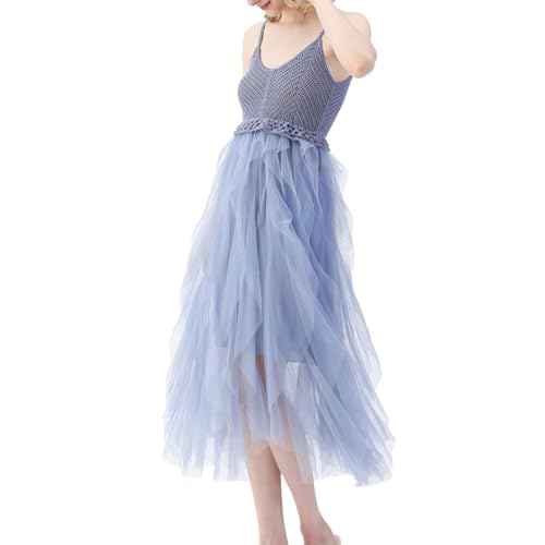 YWBleked Damen Halloween Kostüm Damen Strandurlaub Strickkleid mit Rüschen Netzstoff Aizawa Cosplay Kostüm (Blue, One Size) von YWBleked