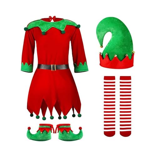 YWBleked Damen Mittelalter Kleid mit Trompetenärmel Bezauberndes rotes Kleid mit Hut für festliches Weihnachtskostüm für Frauen und Mädchen, perfekt Feiertagspartys, Cosplay Kostüme (Red, XL) von YWBleked