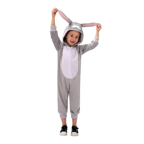YWBleked G-o-t-h-i-c Kleidung Damen Osterhase Kapuzenoverall Unisex Tierkleidung Kinderoverall Jungen und Mädchen Waldelfenkostüm Für Frauen Cosplay (Grey, XL) von YWBleked