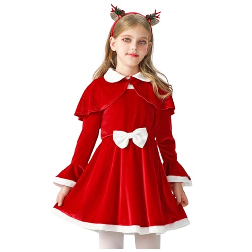 YWBleked Ghostface Kostüm Weihnachten Kinder Kostüm Mädchen Rot Rock Schal Cape Kleid Kaede Akamatsu Cosplay-Kostüm (Red, 120) von YWBleked