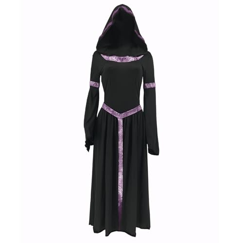 YWBleked Goth Dress Damen Halloween Kostüm Hexenkleid Dress Up Cosplay Kleid Yomoduki Runa Cosplay-Kostüm (Black, XL) von YWBleked
