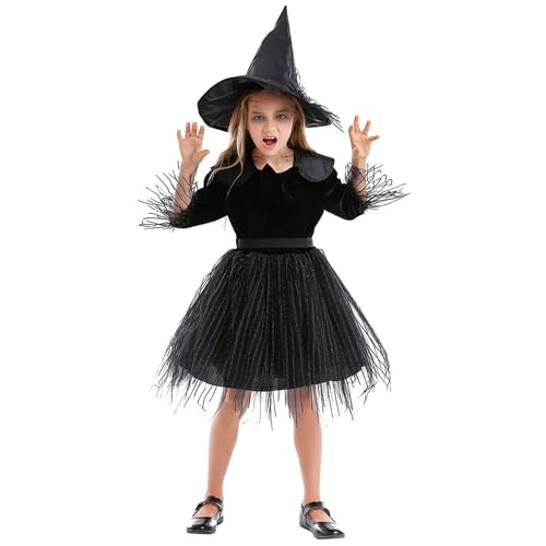 YWBleked Goth Dress Elegantes Gothic Spitzenkleid für Mädchen Halloween Party Cosplay Stil Hexenkostüm mit Rock Mein Held Academia Eri Cosplay Kostüm (Black, XS) von YWBleked