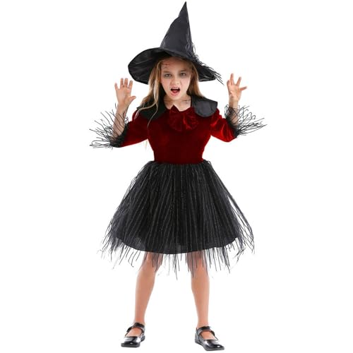 YWBleked Goth Dress Elegantes Gothic Spitzenkleid für Mädchen Halloween Party Cosplay Stil Hexenkostüm mit Rock Mein Held Academia Eri Cosplay Kostüm (XS) von YWBleked
