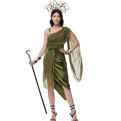 YWBleked Goth i c Kleidung Damen Elegantes Cosplay Kleid, Hofkleid, Kostüm für Halloween, Rollenspiele, Partys, formelle Veranstaltungen Furries Kostüm Cosplay (Green, M) von YWBleked