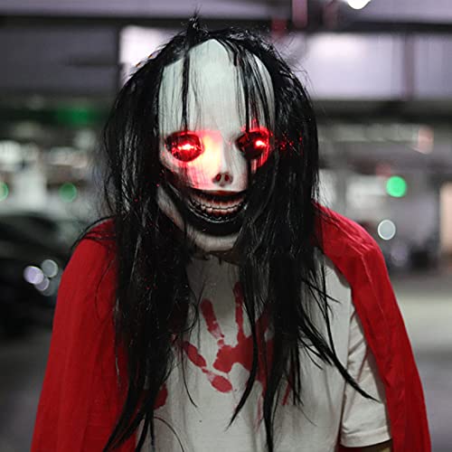 YWBleked Gruselige Halloween MaskenKopfbedeckung Halloween Maske mit Haaren Gesicht glühend gruselige Maske Falscher Bart Mit Schnurrbart (A, One Size) von YWBleked