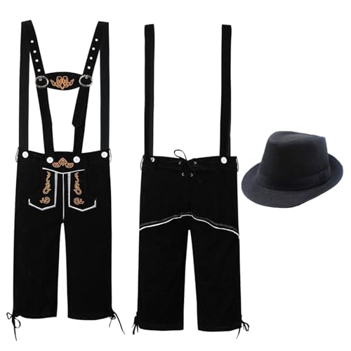 YWBleked Halloween Costume Ethnische männliche traditionelle Oktoberfest-Outfits Latzhose Overall und Hut Zweiteiler Anime-Cosplay-Kostüm Für Momobami (Black, XXXL) von YWBleked