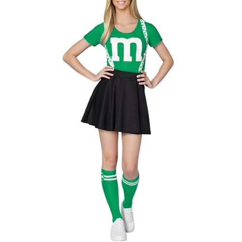 YWBleked Halloween Herren Kostüm Cheerleading Kostüme für den Sporttag Cheer Aerobic Kostüme Kostüm Für Frauen Erwachsene Cosplay (Green, M) von YWBleked