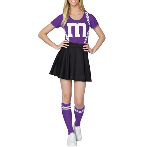 YWBleked Halloween Herren Kostüm Cheerleading Kostüme für den Sporttag Cheer Aerobic Kostüme Kostüm Für Frauen Erwachsene Cosplay (Purple, L) von YWBleked