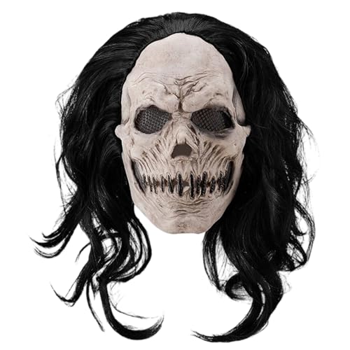 YWBleked Halloween Horror MaskeLatex Für Erwachsene Scary Kostüm Party Rolle Spielen Halloween Cosplay Gruselige Prop Party 9 (White, 30cm) von YWBleked