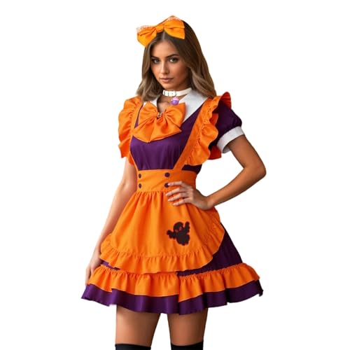 YWBleked Halloween Kostü M Besticktes Hexenkostüm für Halloween für Damen Anime-Cosplay-Kostüm Momobami (Orange, L) von YWBleked