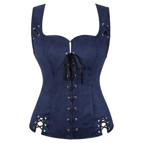 YWBleked Halloween Kostü M Damen Weste Cosplay Kostüm Mieder Panzer Die mittelalterlichen Hofherren trugen Bühnenkostüme mit Mantel Meilen Moral Kostüm Erwachsene Cosplay (Blue, XL) von YWBleked