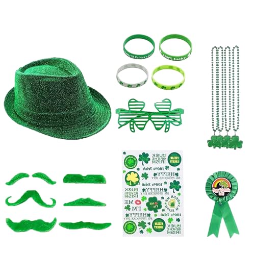 YWBleked Halloween Kostü M St. Patrick's Day Irish Ethnic Hat Men Green Leisure Business Plaid Comfortable Celebration Foreign Trade Set Erwachsenes Bärenkostüm Cosplay (Green, One Size) von YWBleked