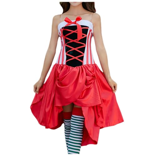 YWBleked Halloween-Kostüm Damen Weihnachten Anzug Party Spielen Santa Weihnachten Kostüm Nette Mädchen Wrap Kamado Nezuko-Cosplay-Kostüm (Red, M) von YWBleked