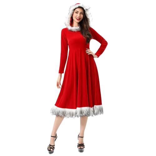 YWBleked Halloween Kostüm Erwachsene Damen Weihnachten Santa Weihnachten Kostüm Bühne Party Cos Leistung Kleid Kleid Tsuyu-Cosplay-Kostüm (Red, M) von YWBleked