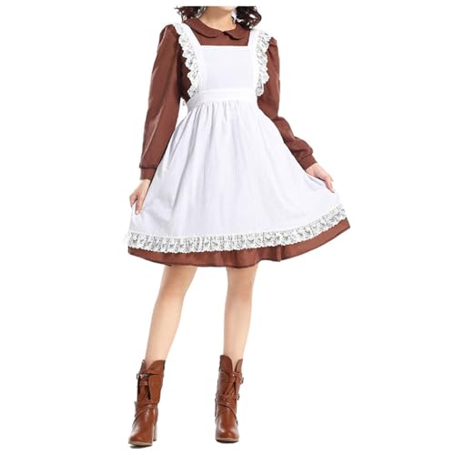 YWBleked Halloween-Kostüm Halloween French Manor Braunes Retro Puppenkragenkostüm Link-Cosplay-Kostüm (Coffee, S) von YWBleked