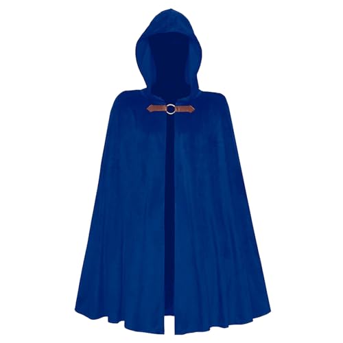 YWBleked Halloween Kostüm Halloween Kapuzenumhang für Herren, mittelalterlicher Schal, Robe, Kostüm Cosplay Männer Anime (Blue, One Size) von YWBleked