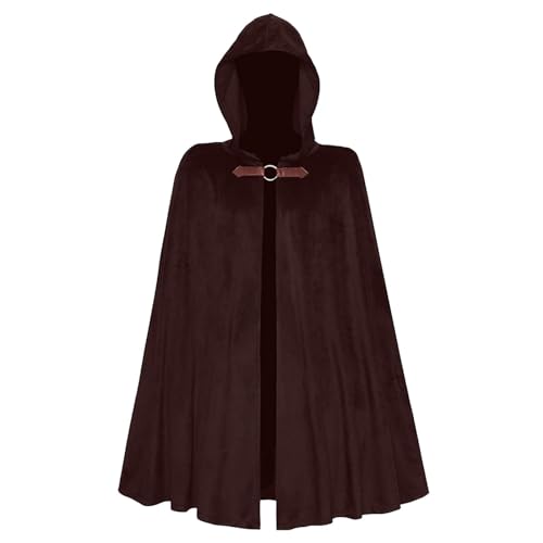YWBleked Halloween Kostüm Halloween Kapuzenumhang für Herren, mittelalterlicher Schal, Robe, Kostüm Cosplay Männer Anime (Brown, One Size) von YWBleked