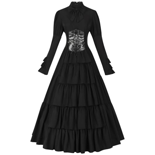 YWBleked Halloween Kostüm Herren Damen Retro Gothic Langarm Kapuzenkleid Langes Kleid Kleider Bakugou-Cosplay-Kostüm (Black, S) von YWBleked