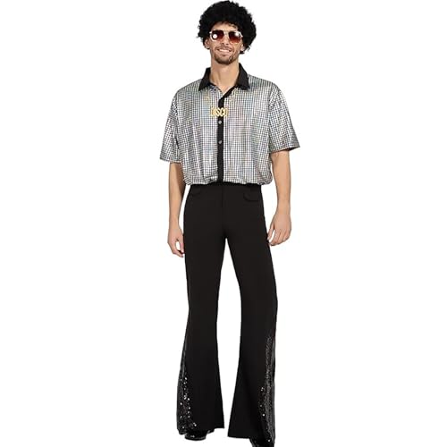 YWBleked Halloween Kostüm Herren Herren Klassisches Disco Kostüm im Retro Glanz Performance Outfit Eleganter Hofstil Cosplay Partykleidung Kyoko Kirigiri Cosplay (Silver, S) von YWBleked