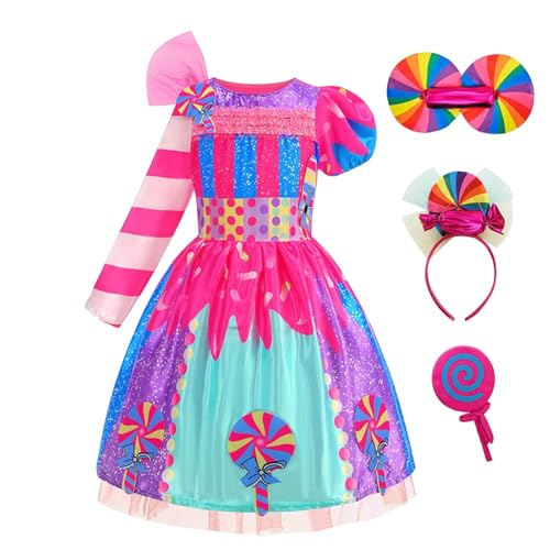 YWBleked Halloween-Kostüm Herren Kinder Kleinkind Kleines Mädchen Süße Candy Geburtstag Party Maskerade Kostüm Mit Kopfschmuck Kleidung Set Prinzessin Gänseblümchen Cosplay Kostüm (Dark Purple, L) YWBleked Halloween-Kostüm Herren Kinder Kleinkind Kleines Mädchen Süße Candy Geburtstag Party Maskerade Kostüm Mit Kopfschmuck Kleidung Set Prinzessin Gänseblümchen Cosplay Kostüm (Dark Purple, L) von YWBleked