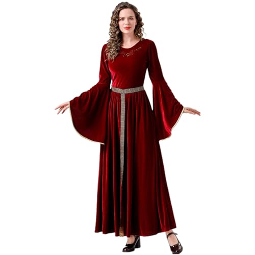 YWBleked Halloween-Kostüm Herren Mittelalterliches Kleid für Damen, langes Kostüm für Erwachsene, Bühnenauftritte und Themenpartys Baby-Tier-Kostüm-Cosplay (Red, L) von YWBleked