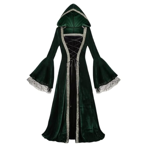 YWBleked Halloween Kostüm Karneval Cosplay Unisex Mittelalter Plus Size Mittelalter Rollenspielkleid Cosplay Kostüm Chi Chi (Dark Green, L) von YWBleked