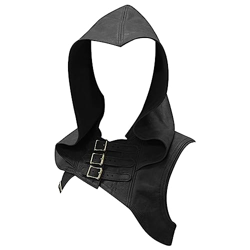 YWBleked Halloween Kostüm Kinder „ Mittelalterlicher Schulterschutz mit Knöpfen Kopfbedeckung einfarbigem für Bühnenauftritte Kostüme“ Kenma Kozume Cosplay Kostüm (Black, XL) von YWBleked