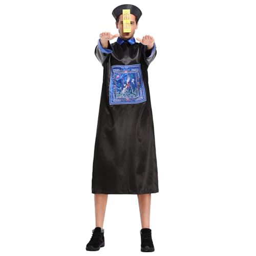 YWBleked Halloween Kostüm Kinder Halloween-Kostüm für Erwachsene, Gothic-Cosplay-Outfit mit Hut und Talisman für Party- und Bühnenauftritte Touka Cosplay Kostüm Kinder (Black, XL) von YWBleked
