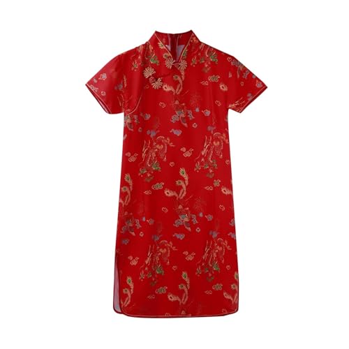 YWBleked Halloween Kostüm für Damen Damen Etikette Willkommenskleid im chinesischen Stil, kurzärmelig, kurzes Cheongsam Kostüm Erwachsene Männer Cosplay (Red, S) von YWBleked