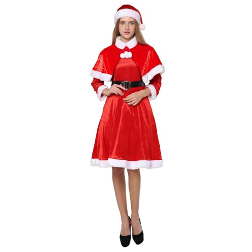 YWBleked Halloween Kostüm für Damen Weihnachtskleid für Damen, Maskerade, rotes Kleid mit Umhang Gaara-Cosplay-Kostüm (Red, XL) von YWBleked