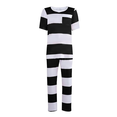 YWBleked Halloween Kostüme Damen Halloween Kostüm, Cosplay Gefangenen Outfit für Themenpartys, Veranstaltungen und Festivals, Kleidung im Kostüm Für Kinder Jungen Cosplay Bodysuit Mit (Black, M) von YWBleked