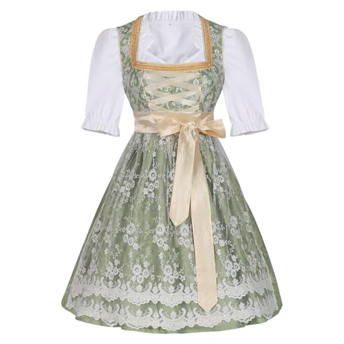YWBleked Halloween-Kostüme Damen Oktoberfest Dirndl Kleid Traditionelles Deutsches Bierfest Kostüm Billige Anime Cosplay Kostüme Weiblich (Green, S) von YWBleked