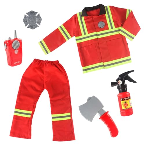YWBleked Halloween Kostüme Feuerwehrmann Kostüm für Kinder Chef Cosplay Rollenspiel Spielzeug Zubehör Rukia Cosplay Kostüm (Red, One Size) von YWBleked